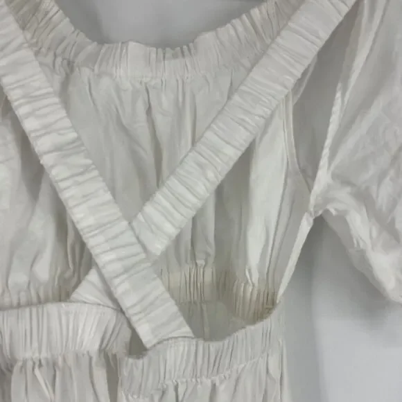 Free People Dress Size XS Womens White Midi Maxi Open Back Puff Sleeve Romantic - Picture 8 of 11